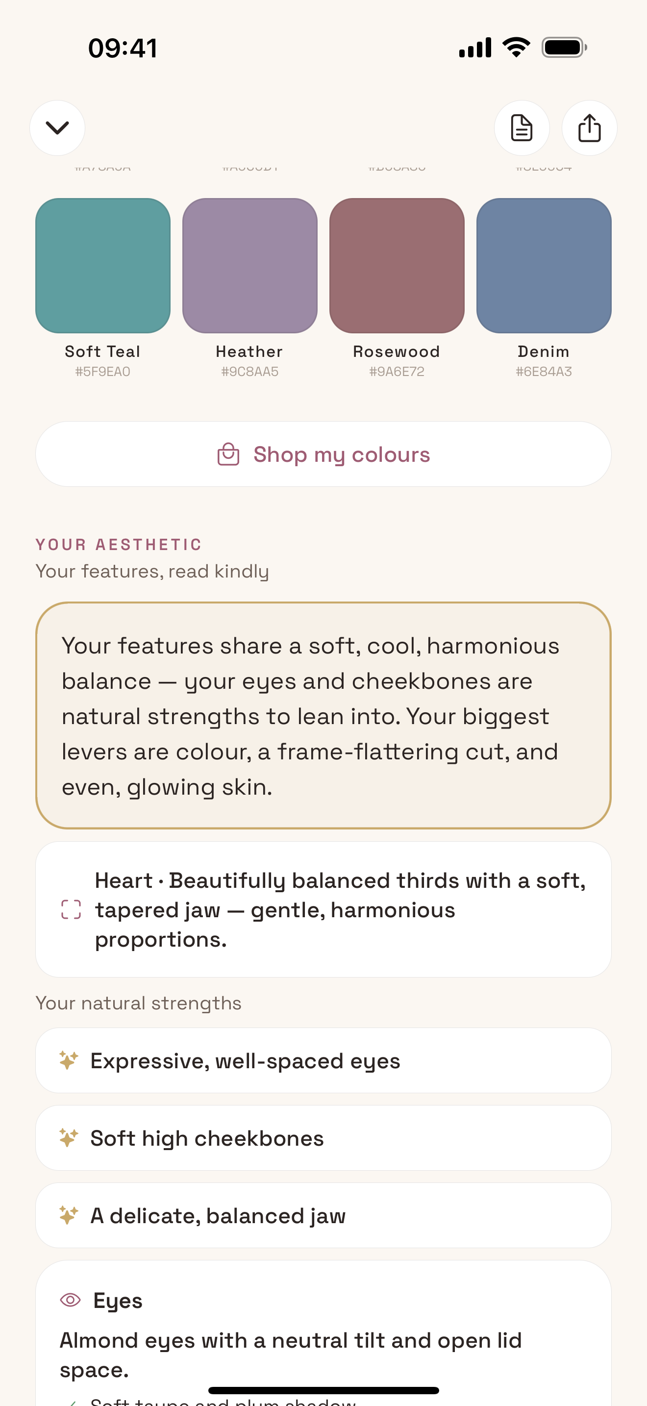 Face and feature analysis in Palora